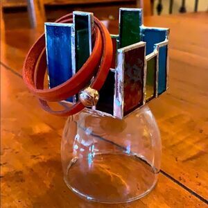 Orange Leather Wrap Bracelet with Magnet Clasp